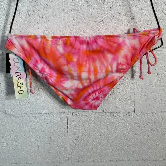 SUNDAZED Harper Tie-Dyed Bikini Top & Strappy Bottoms, CORAL 32DD/S - Picture 4 of 15